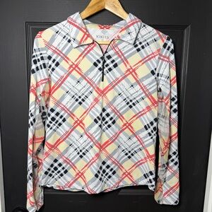 I.C.E. Kulis Women's Checkered Pullover - Red, Black, Cream